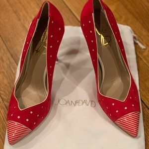 Joan & David red suede patent leather pumps 7M